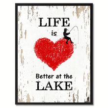 Load image into Gallery viewer, Life Is Better At The Lake Saying Canvas Print, Black Picture Frame Home Decor Wall Art Gifts