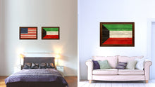 Load image into Gallery viewer, Kuwait Country Flag Texture Canvas Print with Brown Custom Picture Frame Home Decor Gift Ideas Wall Art Decoration