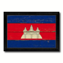 Load image into Gallery viewer, Cambodia Country Flag Vintage Canvas Print with Black Picture Frame Home Decor Gifts Wall Art Decoration Artwork
