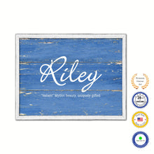 Load image into Gallery viewer, Riley Name Plate White Wash Wood Frame Canvas Print Boutique Cottage Decor Shabby Chic