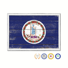 Load image into Gallery viewer, Virginia State Flag Shabby Chic Gifts Home Decor Wall Art Canvas Print, White Wash Wood Frame