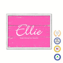 Load image into Gallery viewer, Ellie Name Plate White Wash Wood Frame Canvas Print Boutique Cottage Decor Shabby Chic