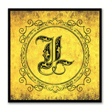 Load image into Gallery viewer, Alphabet L Yellow Canvas Print Black Frame Kids Bedroom Wall Décor Home Art
