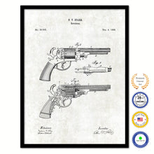 Load image into Gallery viewer, 1860 Gun Revolver Old Patent Art Print on Canvas Custom Framed Vintage Home Decor Wall Decoration Great for Gifts