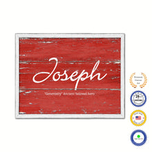 Load image into Gallery viewer, Joseph Name Plate White Wash Wood Frame Canvas Print Boutique Cottage Decor Shabby Chic