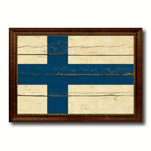 Load image into Gallery viewer, Finland Country Flag Vintage Canvas Print with Brown Picture Frame Home Decor Gifts Wall Art Decoration Artwork