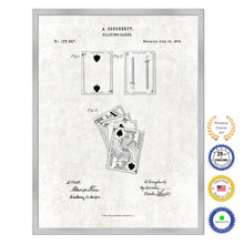Load image into Gallery viewer, 1876 Playing Cards Face Poker Game Old Patent Art Print on Canvas Custom Framed Vintage Home Decor Wall Decoration Great for Gifts