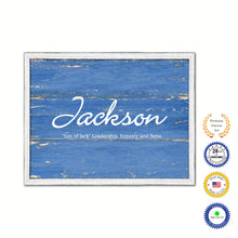 Load image into Gallery viewer, Jackson Name Plate White Wash Wood Frame Canvas Print Boutique Cottage Decor Shabby Chic