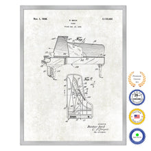 Load image into Gallery viewer, 1938 Piano Old Patent Art Print on Canvas Custom Framed Vintage Home Decor Wall Decoration Great for Gifts