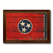 Load image into Gallery viewer, Tennessee State Vintage Flag Canvas Print with Brown Picture Frame Home Decor Man Cave Wall Art Collectible Decoration Artwork Gifts