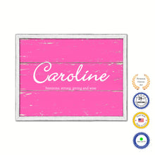 Load image into Gallery viewer, Caroline Name Plate White Wash Wood Frame Canvas Print Boutique Cottage Decor Shabby Chic