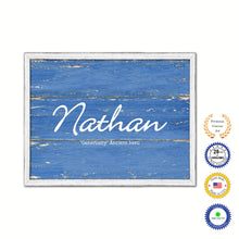 Load image into Gallery viewer, Nathan Name Plate White Wash Wood Frame Canvas Print Boutique Cottage Decor Shabby Chic