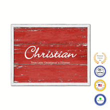 Load image into Gallery viewer, Christian Name Plate White Wash Wood Frame Canvas Print Boutique Cottage Decor Shabby Chic