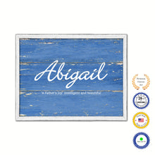 Load image into Gallery viewer, Abigail Name Plate White Wash Wood Frame Canvas Print Boutique Cottage Decor Shabby Chic