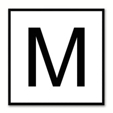 Load image into Gallery viewer, Alphabet M White Canvas Print Black Frame Kids Bedroom Wall Décor Home Art