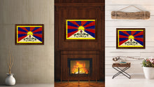 Load image into Gallery viewer, Tibet Country Flag Vintage Canvas Print with Brown Picture Frame Home Decor Gifts Wall Art Decoration Artwork