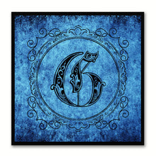 Load image into Gallery viewer, Alphabet G Blue Canvas Print Black Frame Kids Bedroom Wall Décor Home Art