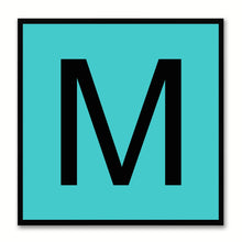 Load image into Gallery viewer, Alphabet M Aqua Canvas Print Black Frame Kids Bedroom Wall Décor Home Art