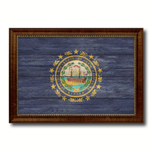 Load image into Gallery viewer, New Hampshire State Flag Texture Canvas Print with Brown Picture Frame Gifts Home Decor Wall Art Collectible Decoration