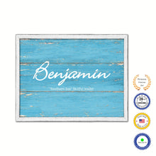 Load image into Gallery viewer, Benjamin Name Plate White Wash Wood Frame Canvas Print Boutique Cottage Decor Shabby Chic