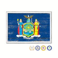 Load image into Gallery viewer, New York State Flag Shabby Chic Gifts Home Decor Wall Art Canvas Print, White Wash Wood Frame