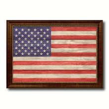 Load image into Gallery viewer, American Flag Texture United States of America Canvas Print with Brown Custom Picture Frame Home Decor Gift Ideas Wall Art Decoration