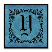 Load image into Gallery viewer, Alphabet Y Blue Canvas Print Black Frame Kids Bedroom Wall Décor Home Art