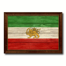 Load image into Gallery viewer, Old Iran Country Flag Texture Canvas Print with Brown Custom Picture Frame Home Decor Gift Ideas Wall Art Decoration