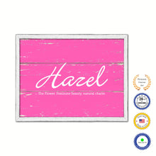 Load image into Gallery viewer, Hazel Name Plate White Wash Wood Frame Canvas Print Boutique Cottage Decor Shabby Chic