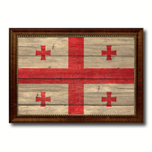 Load image into Gallery viewer, Georgia Country Flag Texture Canvas Print with Brown Custom Picture Frame Home Decor Gift Ideas Wall Art Decoration