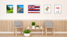 Load image into Gallery viewer, Hawaii State Flag Shabby Chic Gifts Home Decor Wall Art Canvas Print, White Wash Wood Frame