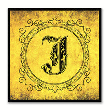 Load image into Gallery viewer, Alphabet J Yellow Canvas Print Black Frame Kids Bedroom Wall Décor Home Art