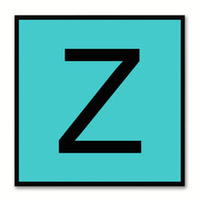 Load image into Gallery viewer, Alphabet Z Aqua Canvas Print Black Frame Kids Bedroom Wall Décor Home Art