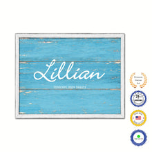 Load image into Gallery viewer, Lillian Name Plate White Wash Wood Frame Canvas Print Boutique Cottage Decor Shabby Chic