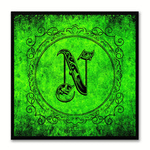 Load image into Gallery viewer, Alphabet N Green Canvas Print Black Frame Kids Bedroom Wall Décor Home Art