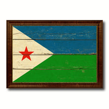 Load image into Gallery viewer, Djibouti Country Flag Vintage Canvas Print with Brown Picture Frame Home Decor Gifts Wall Art Decoration Artwork