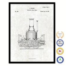 Load image into Gallery viewer, 1837 Locomotive Steam Engine Old Patent Art Print on Canvas Custom Framed Vintage Home Decor Wall Decoration Great for Gifts