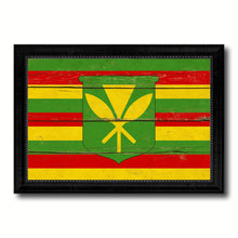 Load image into Gallery viewer, Kanaka Maoli City Hawaii State Vintage Flag Canvas Print Black Picture Frame