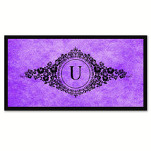 Load image into Gallery viewer, Alphabet Letter U Purple Canvas Print, Black Custom Frame