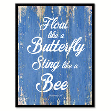 Load image into Gallery viewer, Float like a butterfly sting like a bee - Muhammad Ali Motivational Quote Saying Canvas Print with Picture Frame Home Decor Wall Art, Blue