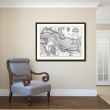 Load image into Gallery viewer, Afghanistan Persia Iraq Iran Vintage B&W Map Canvas Print, Picture Frame Home Decor Wall Art Gift Ideas