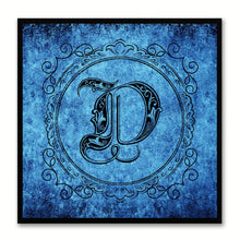 Load image into Gallery viewer, Alphabet D Blue Canvas Print Black Frame Kids Bedroom Wall Décor Home Art
