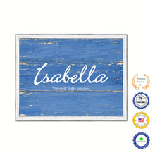 Load image into Gallery viewer, Isabella Name Plate White Wash Wood Frame Canvas Print Boutique Cottage Decor Shabby Chic