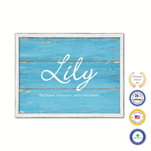 Load image into Gallery viewer, Lily Name Plate White Wash Wood Frame Canvas Print Boutique Cottage Decor Shabby Chic