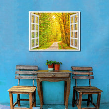 Load image into Gallery viewer, Pathway Autumn Park Fall Forest Picture French Window Framed Canvas Print Home Decor Wall Art Collection
