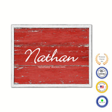 Load image into Gallery viewer, Nathan Name Plate White Wash Wood Frame Canvas Print Boutique Cottage Decor Shabby Chic