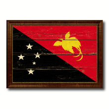 Load image into Gallery viewer, Papua New Guinea Country Flag Vintage Canvas Print with Brown Picture Frame Home Decor Gifts Wall Art Decoration Artwork