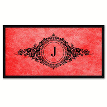 Load image into Gallery viewer, Alphabet Letter J Red Canvas Print, Black Custom Frame