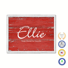 Load image into Gallery viewer, Ellie Name Plate White Wash Wood Frame Canvas Print Boutique Cottage Decor Shabby Chic
