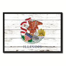 Load image into Gallery viewer, Illinois State Flag Vintage Canvas Print with Black Picture Frame Home DecorWall Art Collectible Decoration Artwork Gifts